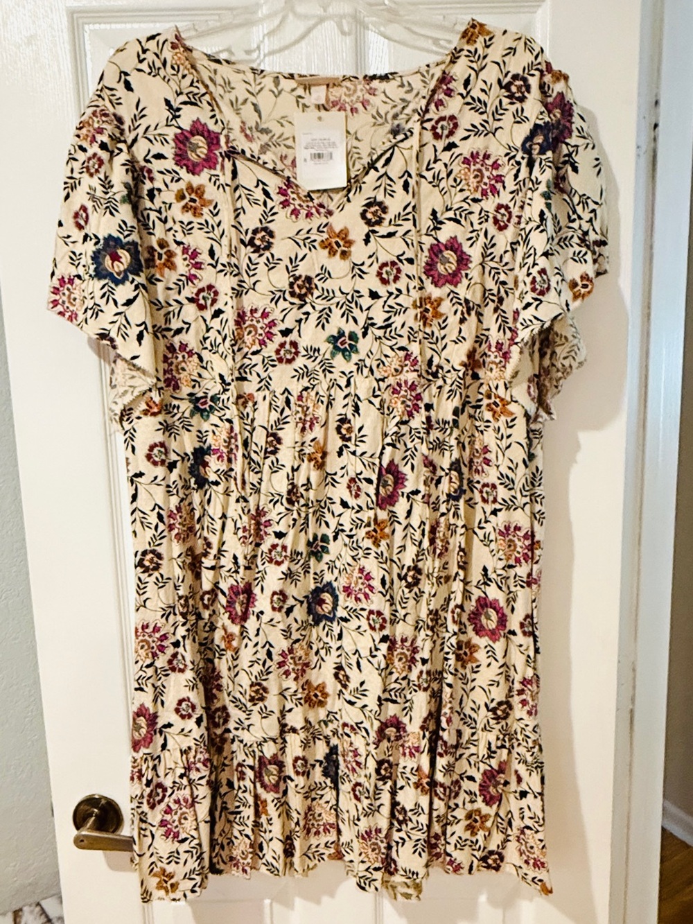 Knox Rose Cream Floral Dress with Pink and Navy Accents